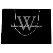 Hochzeitliche Monogramm und Namen Chic Black Große Geschenktüte (Vorderseite)