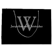 Hochzeitliche Monogramm und Namen Chic Black Große Geschenktüte (Rückseite)