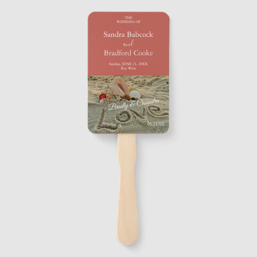 Hochzeitliche Muschel am Strand, Liebe im Sandkora Fächer (Rückseite)