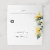 Hochzeitliche Platzkarten Blau und Gelb (Außenseite Aufgefaltet)