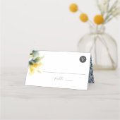 Hochzeitliche Platzkarten Blau und Gelb (Rückseite)