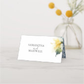 Hochzeitliche Platzkarten Blau und Gelb (Vorderseite)