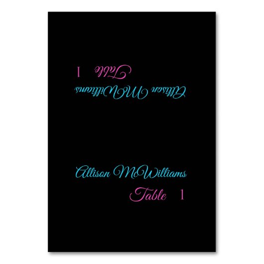 Hochzeitliche Platzkarten - Blau und Rosa- Tischnummer (Vorderseite)