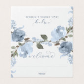 Hochzeitliche Platzkarten Dusty Blue Soft Watercol (Außenseite Aufgefaltet)