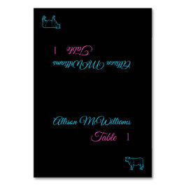 Hochzeitliche Platzkarten-Fleisch-Symbol-blau und Tischnummer