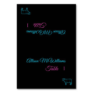 Hochzeitliche Platzkarten-Fleisch-Symbol-blau und Tischnummer