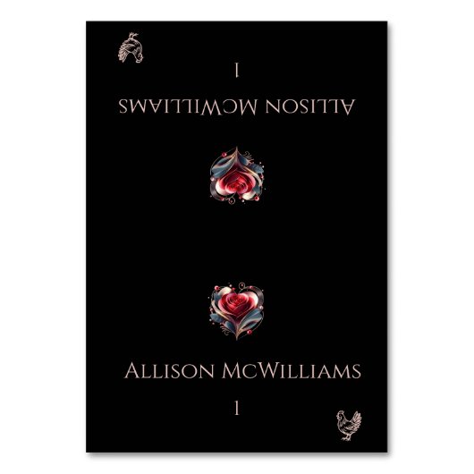 Hochzeitliche Platzkarten-Hühnchen-Icon-Herz-gesta Tischnummer (Vorderseite)