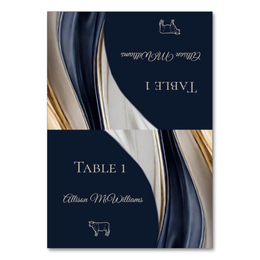 Hochzeitliche Platzkarten - Meat Icon-Blue Tischnummer (Vorderseite)