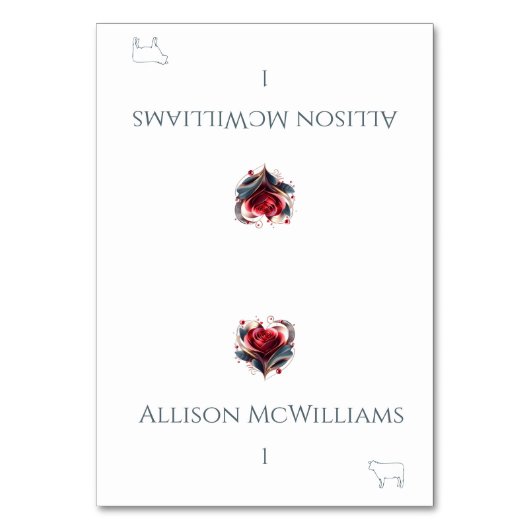 Hochzeitliche Platzkarten-Meat Icon-Heart geformt  Tischnummer (Vorderseite)