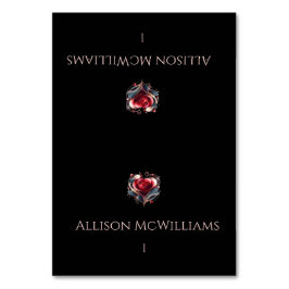 Hochzeitliche Platzkarten - Rose mit moderner Herz Tischnummer