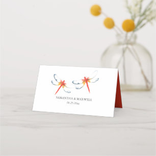 Hochzeitliche Platzkarten Rote Libellen