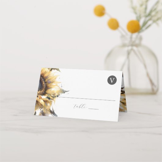 Hochzeitliche Platzkarten Rustikale Sonnenblumen (Rückseite)