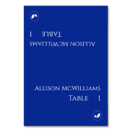 Hochzeitliche Platzkarten-Vegetarisch-blau und wei Tischnummer