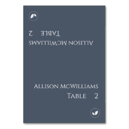 Hochzeitliche Platzkarten-Vegetarisch-blau und wei Tischnummer