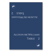 Hochzeitliche Platzkarten-Vegetarisch-Dunkelblau u Tischnummer (Vorderseite)