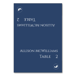 Hochzeitliche Platzkarten-Vegetarisch-Dunkelblau u Tischnummer