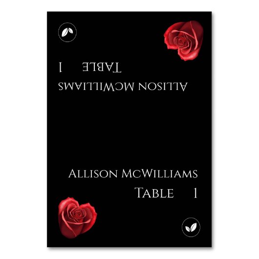 Hochzeitliche Platzkarten-vegetarisch-herzförmig R Tischnummer (Vorderseite)