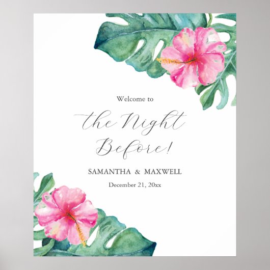 Hochzeitliche Probe Abendessen Anzeichen Hibiskus Poster (Vorne)