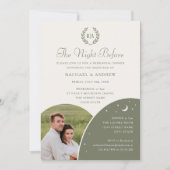 Hochzeitliche Probe Abendessen Foto Monogram Sage Einladung (Vorderseite)