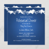 Hochzeitliche Probe Abendessen Grunge Herz Blau Einladung (Vorne/Hinten)
