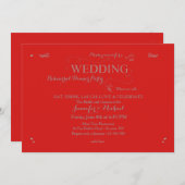 Hochzeitliche Probe Abendessen Party Einladung Rot (Vorne/Hinten)