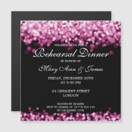 Hochzeitliche Probe Abendessen Rosa Lights Magneteinladung