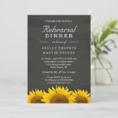 Hochzeitliche Probe Abendessen Sonnenblumen Chalkb Einladung (Stehend Vorderseite)