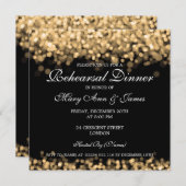Hochzeitliche Probe Dinner Gold Lights Einladung (Vorne/Hinten)