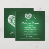 Hochzeitliche Probe Dinner Grunge grün Einladung (Vorne/Hinten)