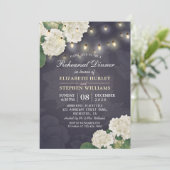 Hochzeitliche Probe Dinner Hydrangeas String Light Einladung (Stehend Vorderseite)