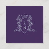 Hochzeitliche QR-Aktie Liebe Kronen-Monogramm silb Begleitkarte (Vorderseite)