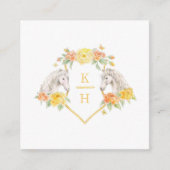 Hochzeitliche QR Liebe Pferde in Monogramm, grau Begleitkarte (Vorderseite)