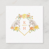 Hochzeitliche QR Liebe Pferde Monogramm graue Kora Begleitkarte (Vorderseite)