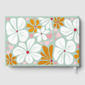 Hochzeitliche Retro-Blume in einem Boho aus den 70 Gästebuch (Rückseite)