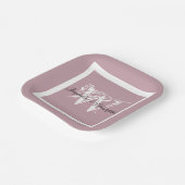 Hochzeitliche rosa, elegante Monogramm und Name Ch Pappteller (Gewinkelt)