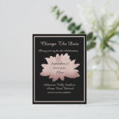 Hochzeitliche Rose Gold Floral Moderner Schwarzer Save The Date (Stehend Vorderseite)