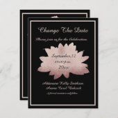 Hochzeitliche Rose Gold Floral Moderner Schwarzer Save The Date (Vorne/Hinten)