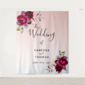 Hochzeitliche Rose goldbordeauxfarbene Blumengeste Wandteppich (Vorderseite)