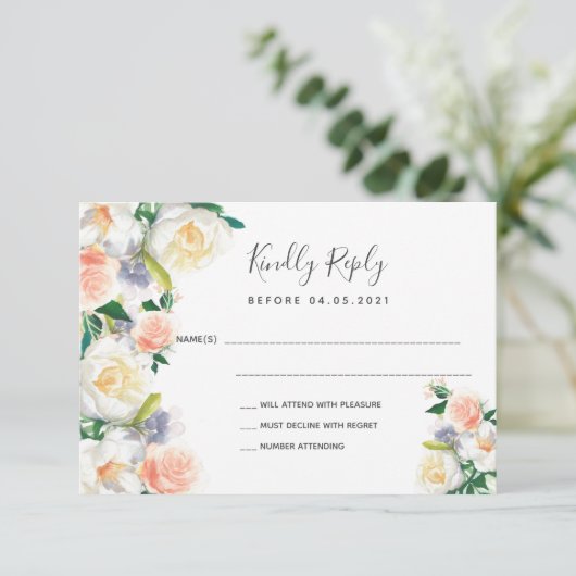 Hochzeitliche Rose Goldfloralen UAWG RSVP Karte (Stehend Vorderseite)