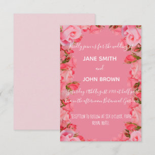 Hochzeitliche Rose mit Blumenmotiven und rosa Einladung