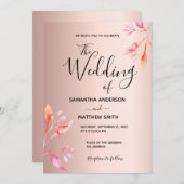 Hochzeitliche Rose Rosa Rosa Blüten botanisch-mode Einladung (Vorne/Hinten)