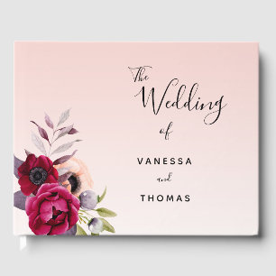 Hochzeitliche Rose Rosa Rosa Rosa Bordeaux Gästebuch