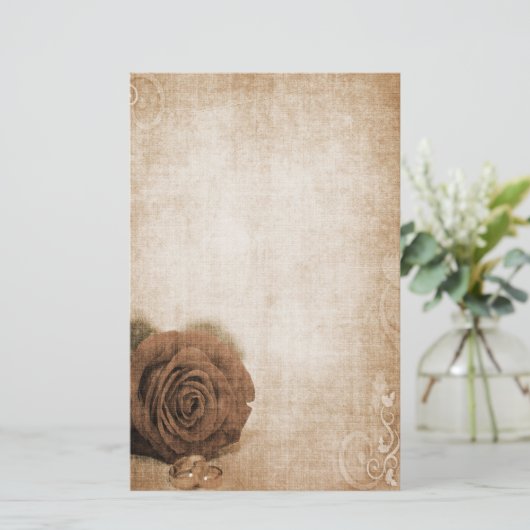 Hochzeitliche Rose Vintag Briefpapier (Stehend Vorderseite)