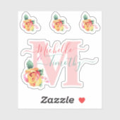 Hochzeitliche Rose Wasserfarbe Blumenbrief Initial Aufkleber (Blatt)