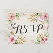 Hochzeitliche RSVP Antwort Wasserfarben Blume Rust Einladungspostkarte (Vorne/Hinten)