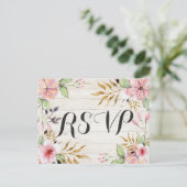 Hochzeitliche RSVP Antwort Wasserfarben Blume Rust Einladungspostkarte (Stehend Vorderseite)