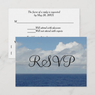 Hochzeitliche RSVP Ozeanwellen Flutartige weiße Wo Karte