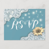 Hochzeitliche RSVP Reply Lace Sunflowers & String Einladungspostkarte (Vorderseite)