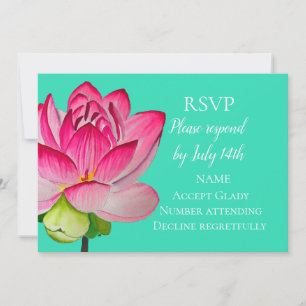 Hochzeitliche RSVP Rosa Lotus Aquarellkunst Blume Einladung