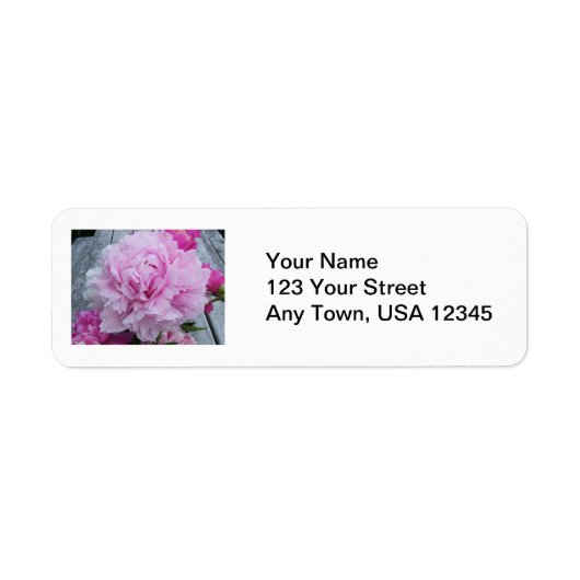 Hochzeitliche Rücksendeadresse Lables Pink Peonies (Vorne)